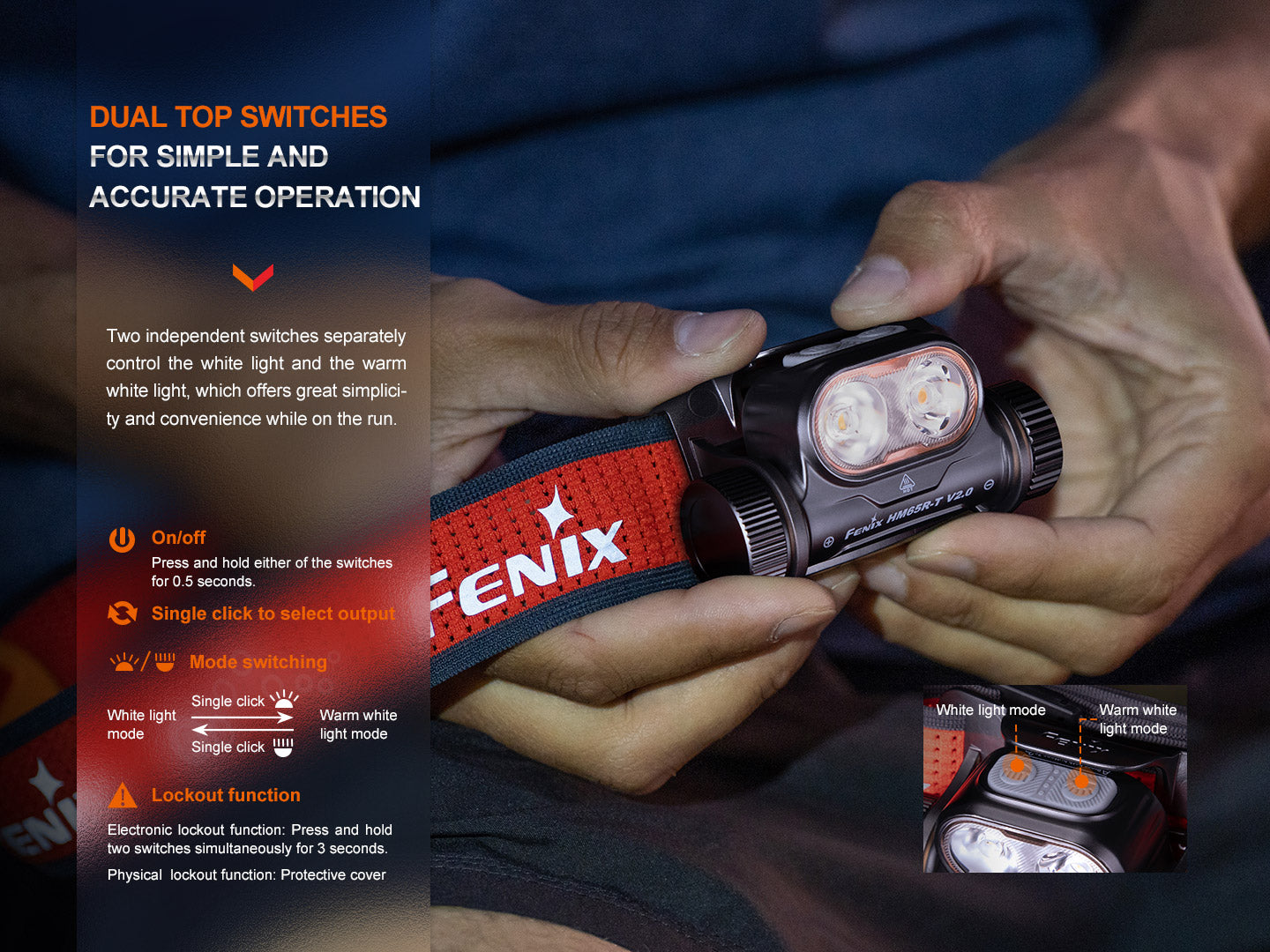 Fenix HM65R-T V2 Rechargeable Lightweight Trail Running Headlamp SpadezStore