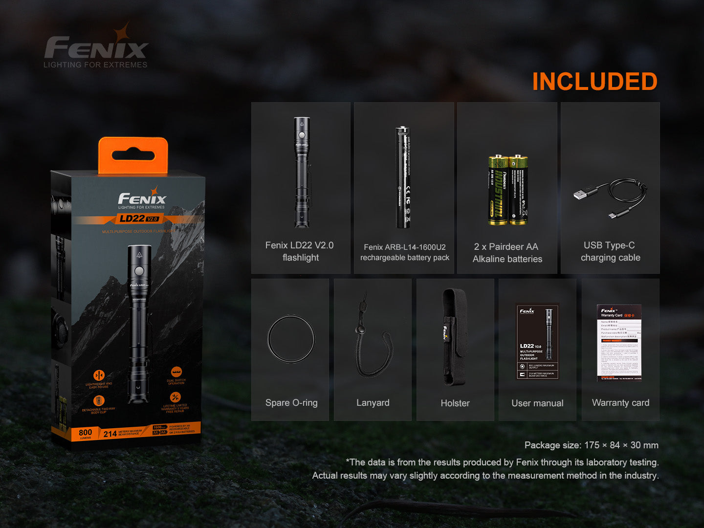 Fenix LD22 V2 Compact LED Flashlight - 800 Lumens SpadezStore