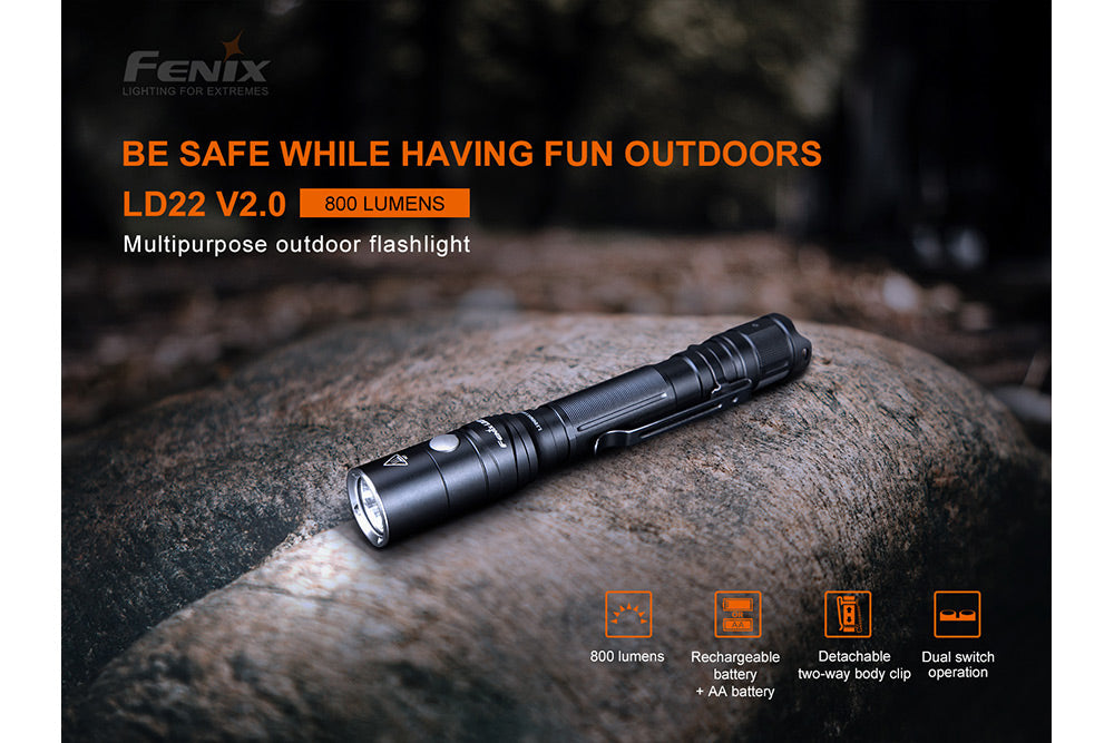 Fenix LD22 V2 Compact LED Flashlight - 800 Lumens SpadezStore