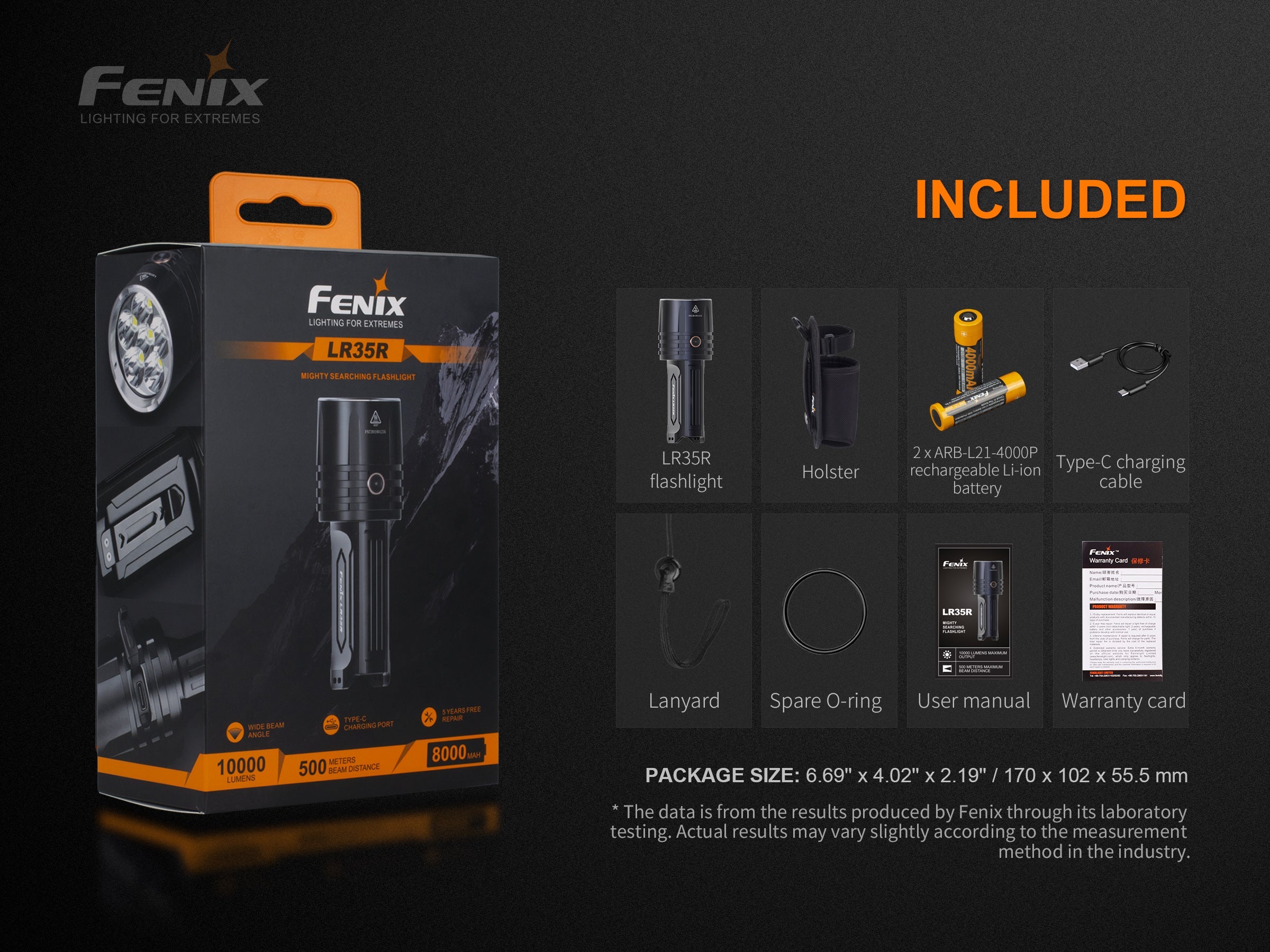 Fenix LR35R Rechargeable LED Flashlight - 10,000 Lumens SpadezStore