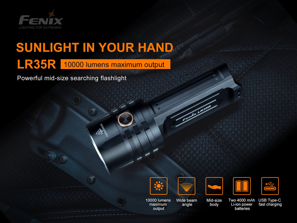 Fenix LR35R Rechargeable LED Flashlight - 10,000 Lumens SpadezStore