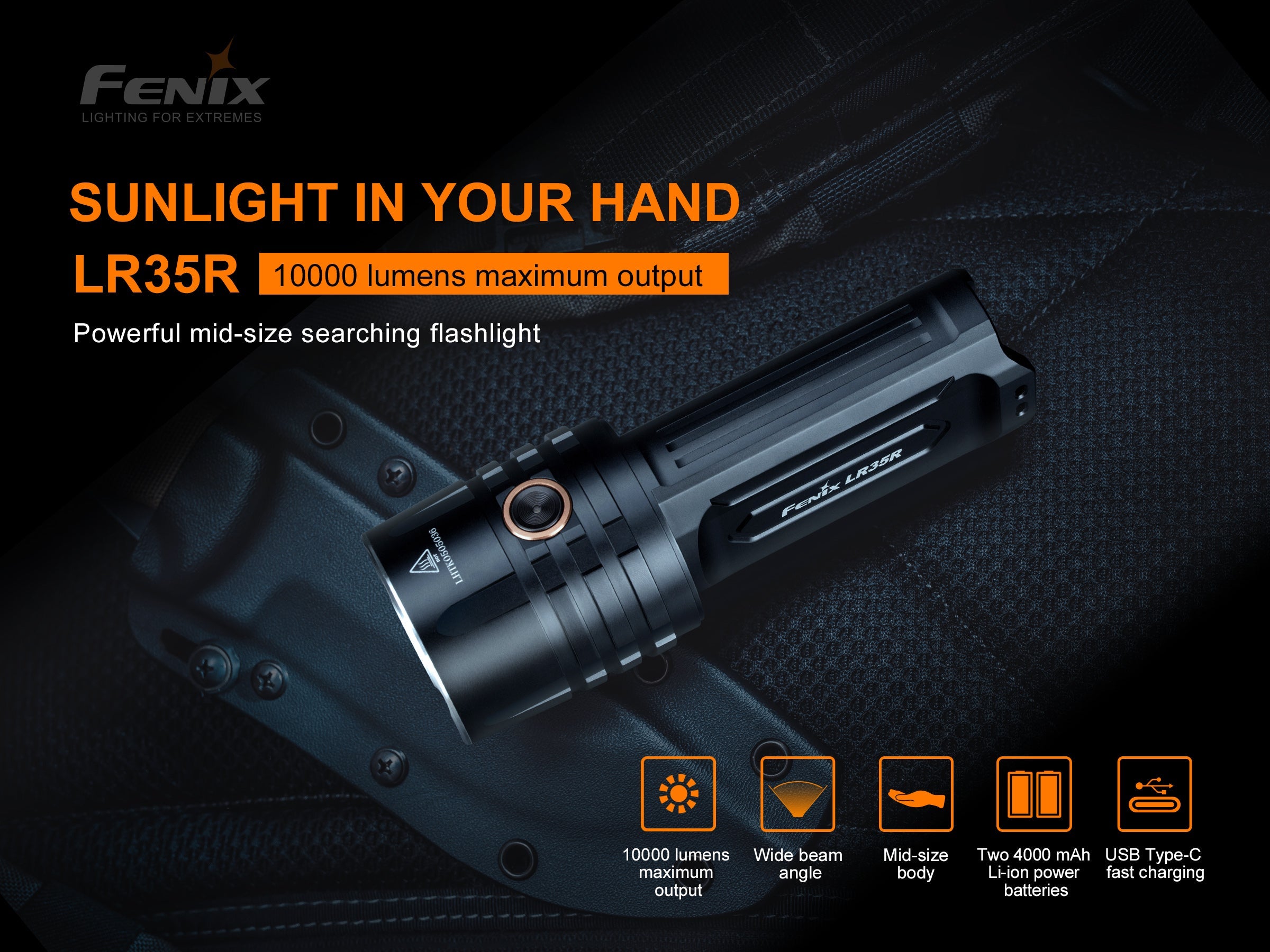 Fenix LR35R Rechargeable LED Flashlight - 10,000 Lumens SpadezStore