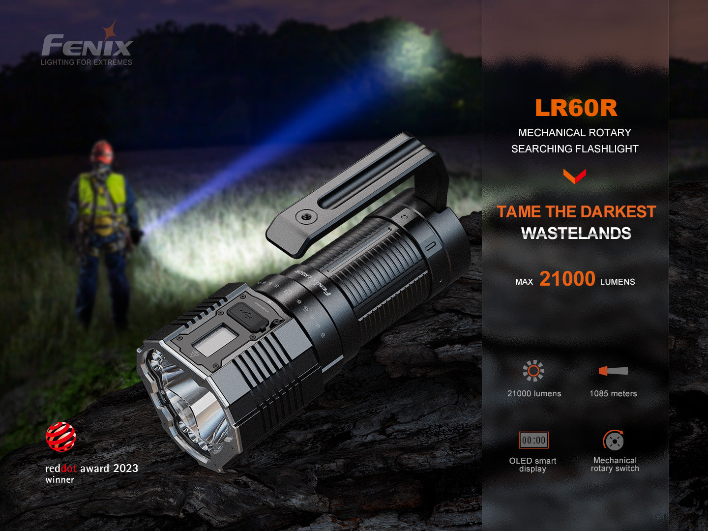 Fenix LR60R Rotary Switch Rechargeable Searchlight - 21000 Lumens SpadezStore