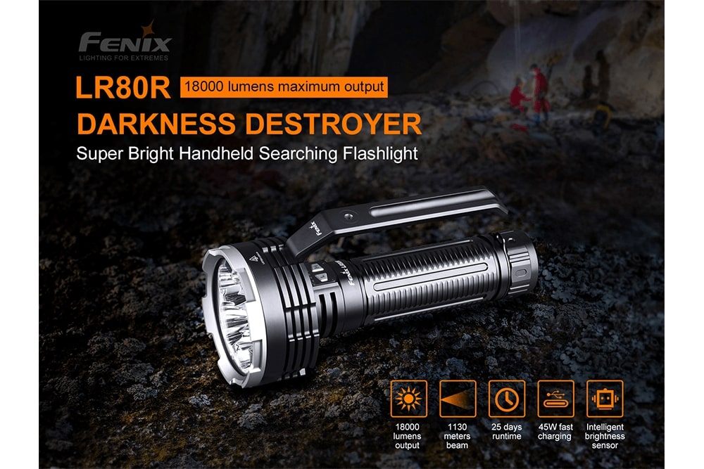 Fenix LR80R Rechargeable LED Searchlight - 18000 Lumens SpadezStore