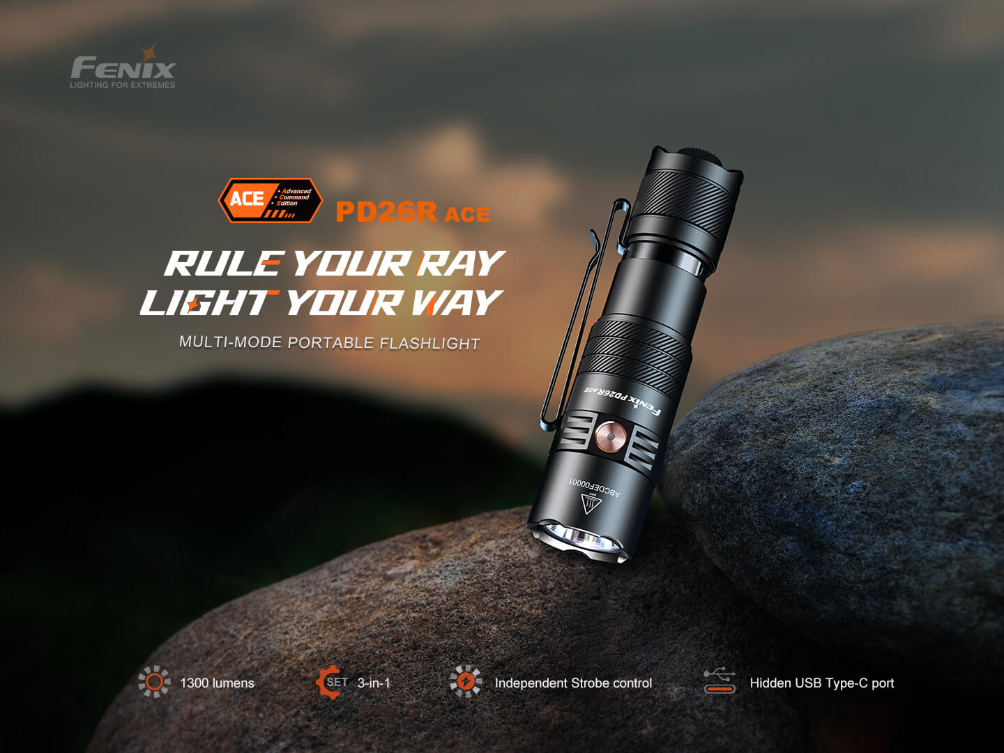 Fenix PD26R ACE Multi-Mode Compact Tactical Flashlight SpadezStore
