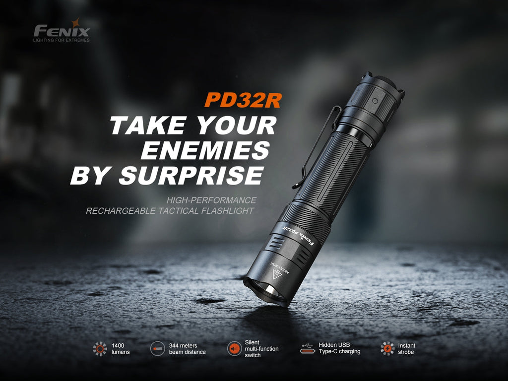 Fenix PD32R Rechargeable Silent Switch LED Flashlight SpadezStore
