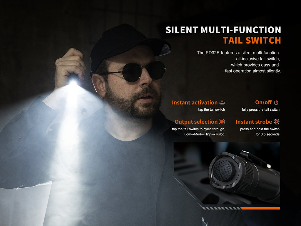 Fenix PD32R Rechargeable Silent Switch LED Flashlight SpadezStore