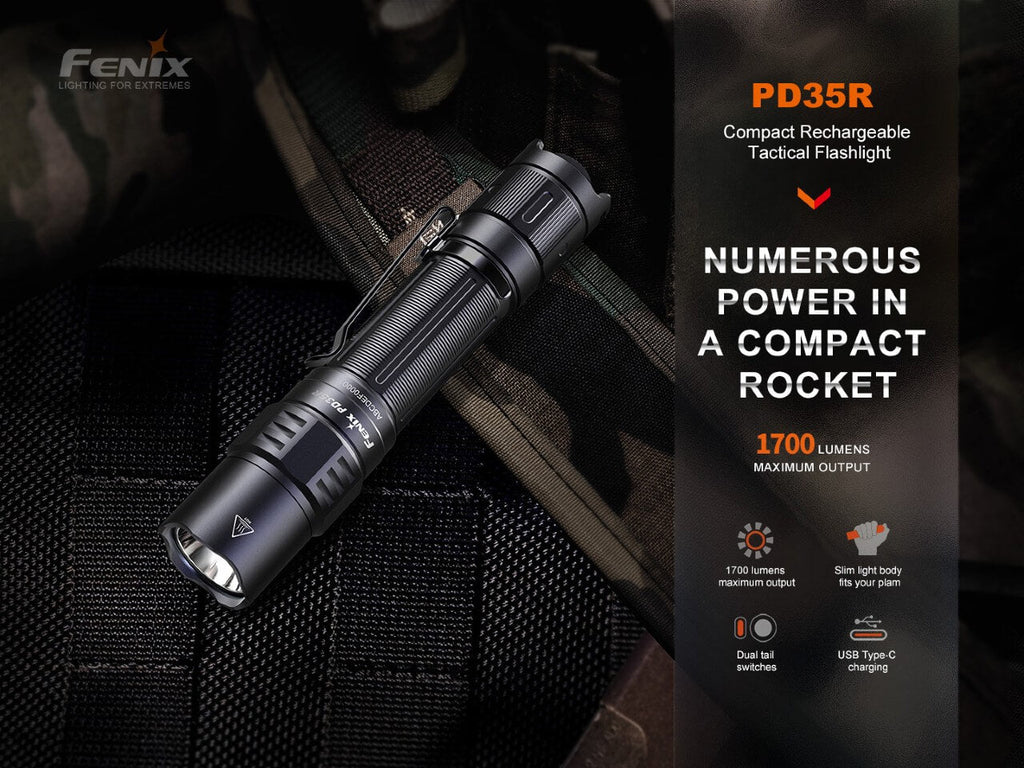 Fenix PD35R Compact Rechargeable Tactical Flashlight SpadezStore