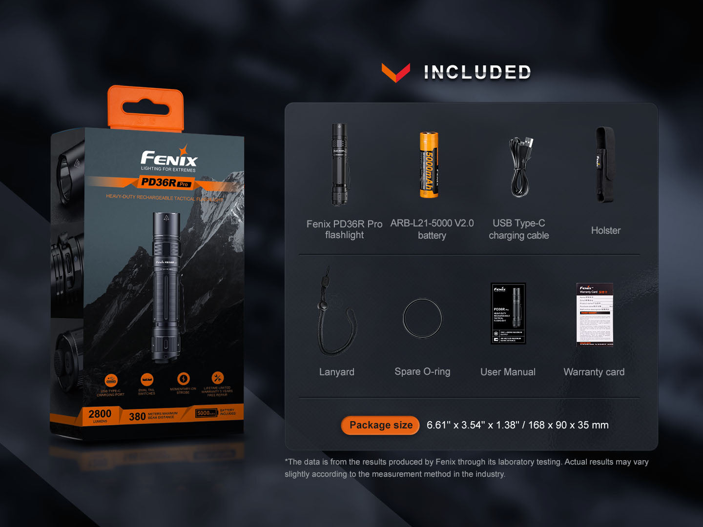 Fenix PD36R Pro 2800 Lumen Flashlight + FREE E03R V2 Keychain Light SpadezStore