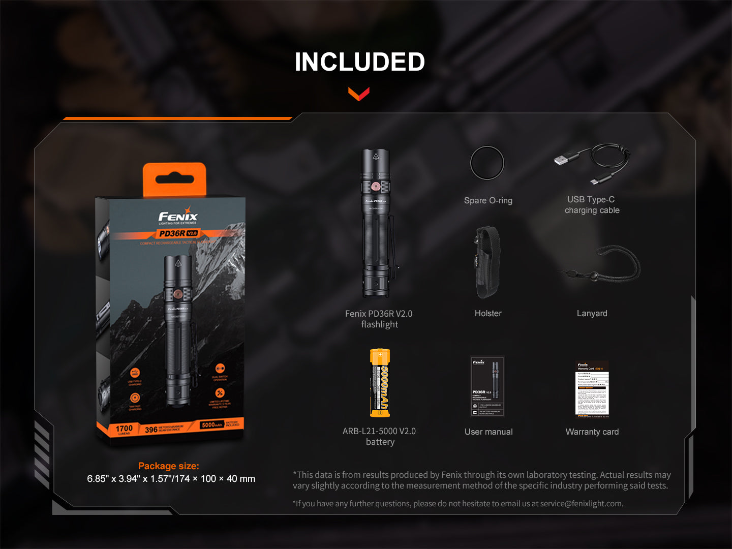 Fenix PD36R V2 Compact Rechargeable Tactical Flashlight - 1700 Lumens SpadezStore