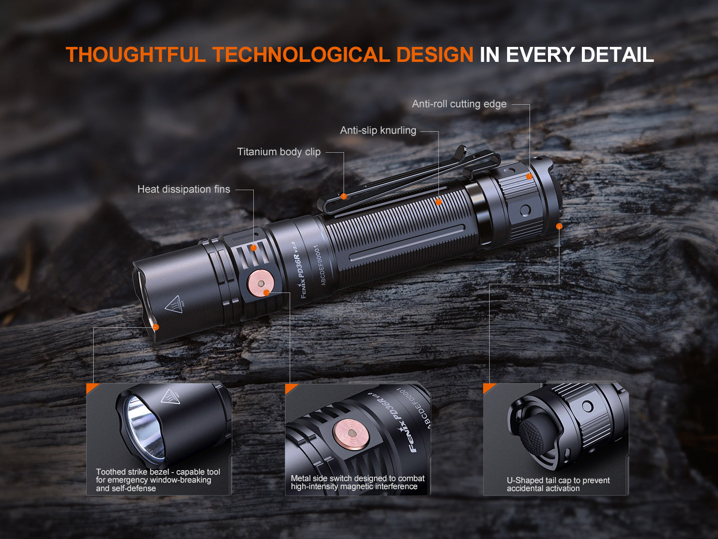 Fenix PD36R V2 Compact Rechargeable Tactical Flashlight - 1700 Lumens SpadezStore