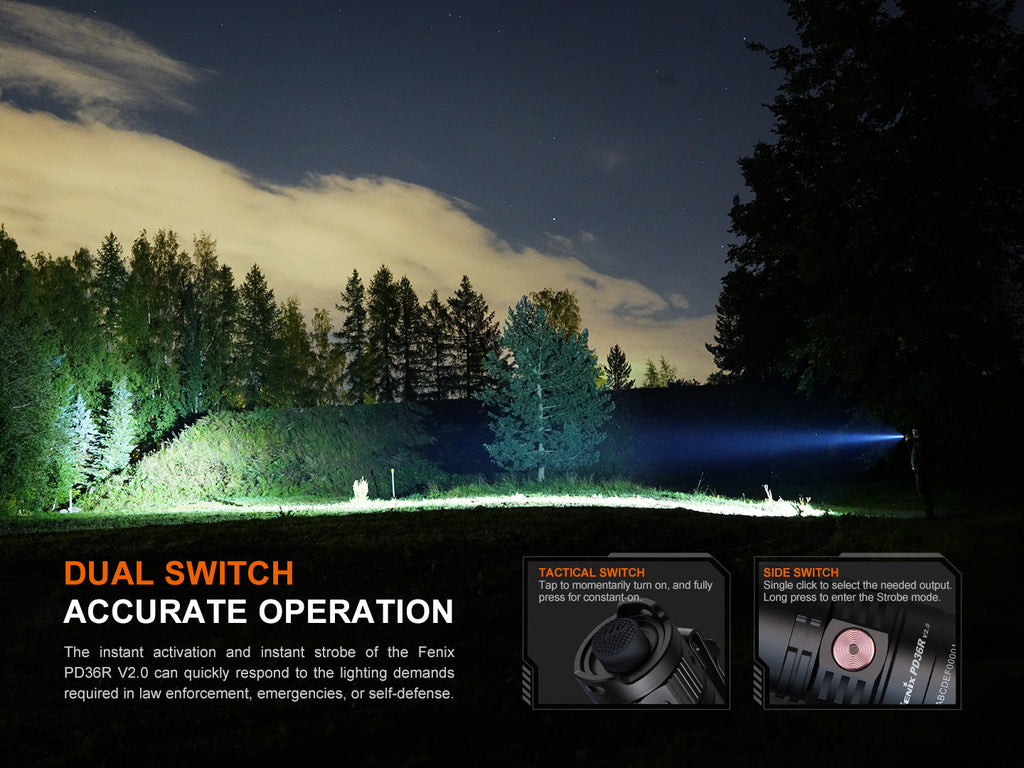 Fenix PD36R V2 Compact Rechargeable Tactical Flashlight - 1700 Lumens SpadezStore