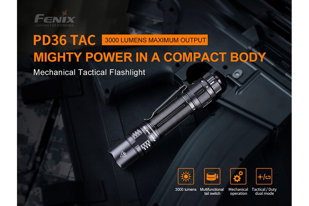 Fenix PD36 TAC Tactical Flashlight - 3000 Lumens SpadezStore