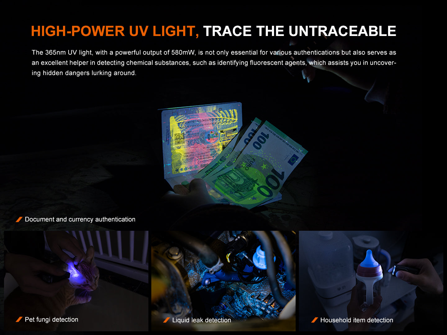 Fenix E06R Keychain Light with White, UV, and Red Laser Lights SpadezStore