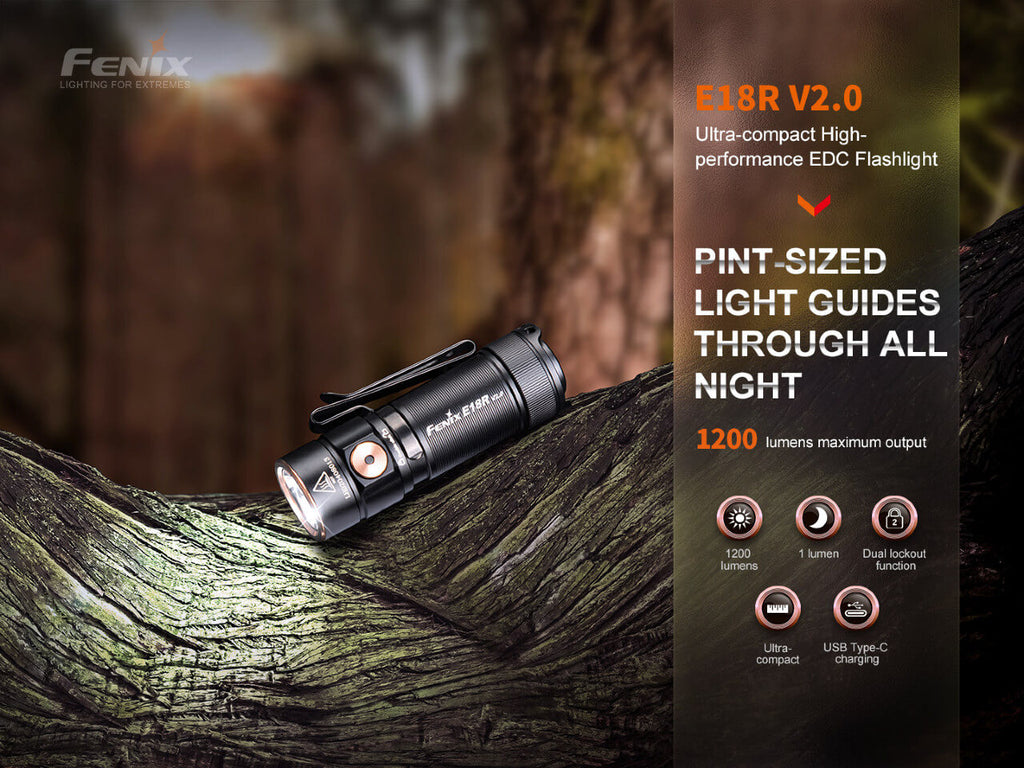 Fenix E18R V2 Rechargeable LED Flashlight SpadezStore