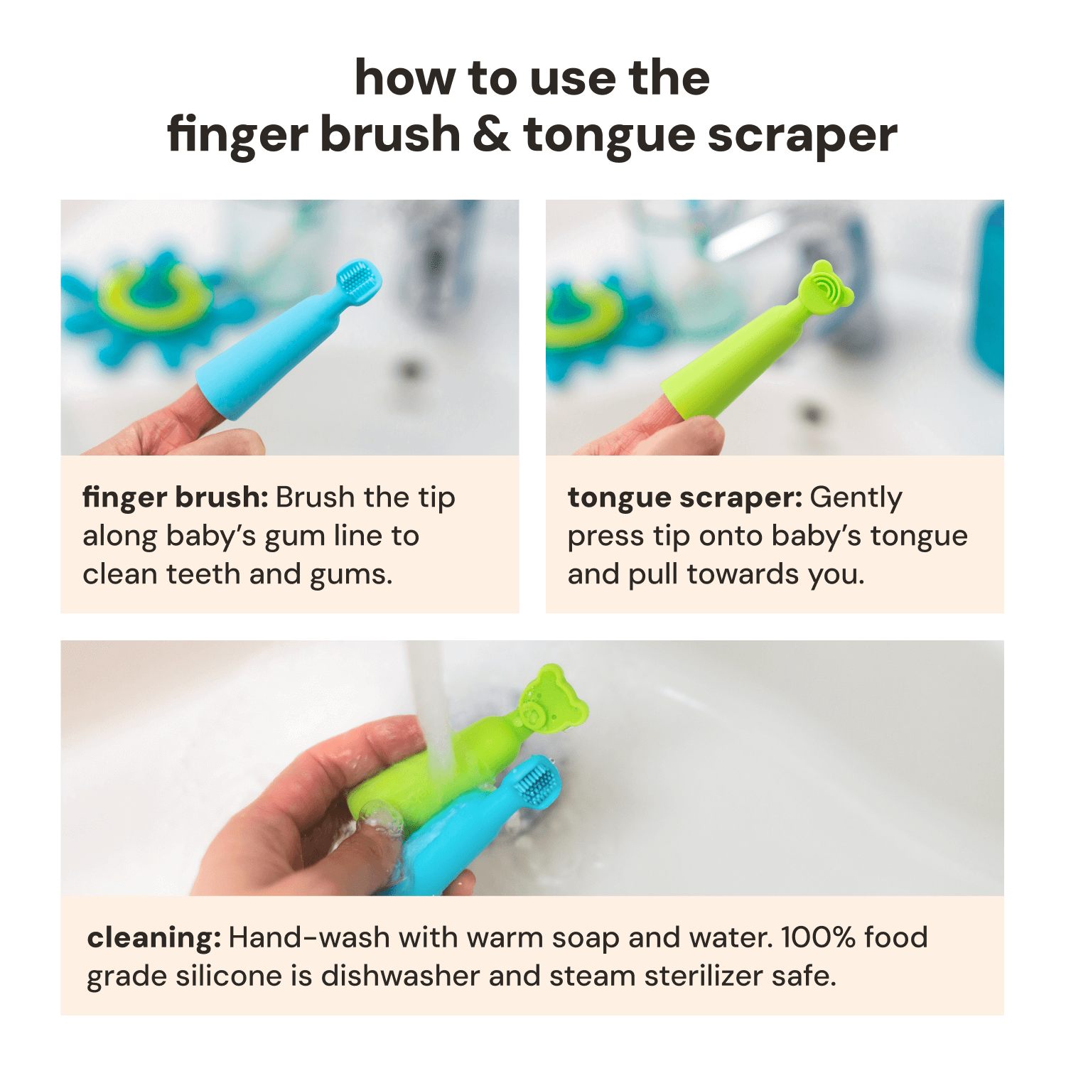 Oogiebear finger brush and tongue scraper SpadezStore