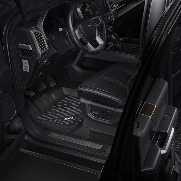 3W Ford F150 Custom Floor Mats F-150 Lightning SuperCrew Cab 2015-2024 Not Fit Vinyl Floor TPE Material & All-Weather Protection SpadezStore