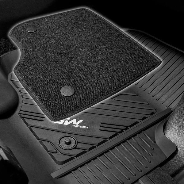 3W Ford F150 Custom Floor Mats F-150 Lightning SuperCrew Cab 2015-2024 Not Fit Vinyl Floor TPE Material & All-Weather Protection SpadezStore