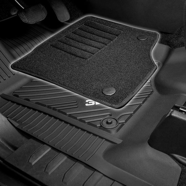 3W Ford F150 Custom Floor Mats F-150 Lightning SuperCrew Cab 2015-2024 Not Fit Vinyl Floor TPE Material & All-Weather Protection SpadezStore