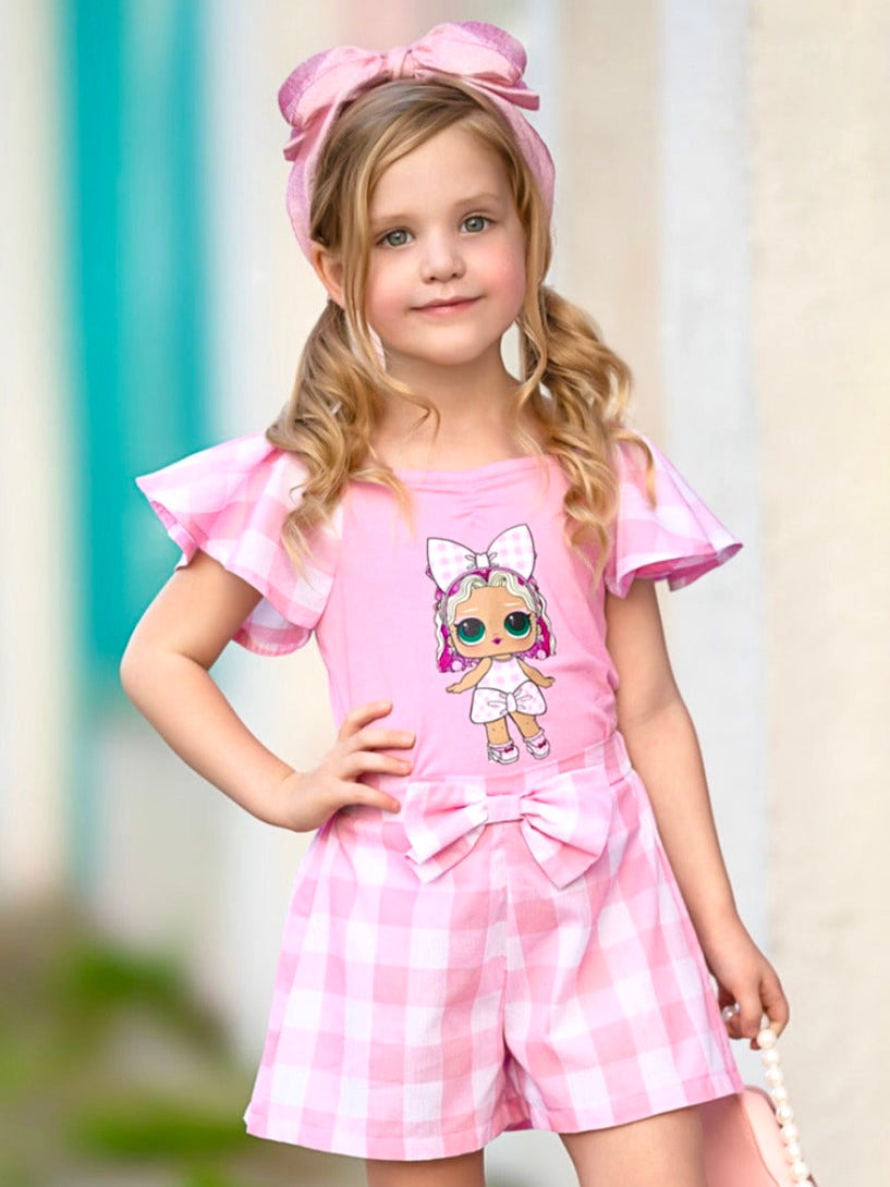 Mia Belle Girls L.O.L. SURPRISE! Cheery Cherry Pink Gingham Short Set SpadezStore