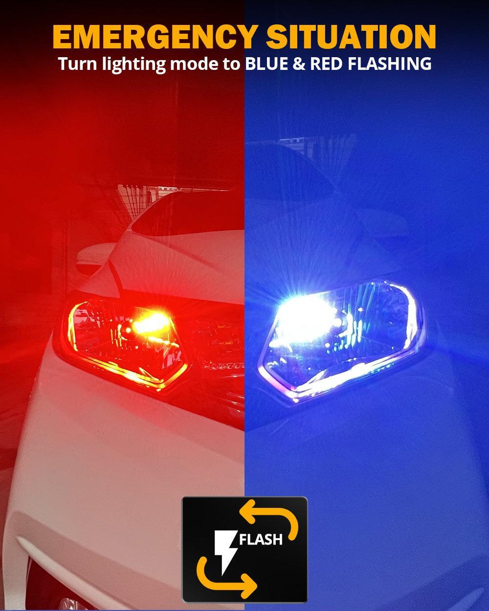 Auxbeam H4/9003 RGB LED Headlight Bulbs/DRL/Fog Light R7 Series 70W 25000LM 6500K Cool White + RGB Remote Control | 2 Bulbs