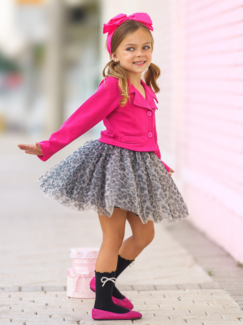 Mia Belle Girls L.O.L. SURPRISE! Diva Tweed Blazer and Leopard Tutu Skirt Set SpadezStore