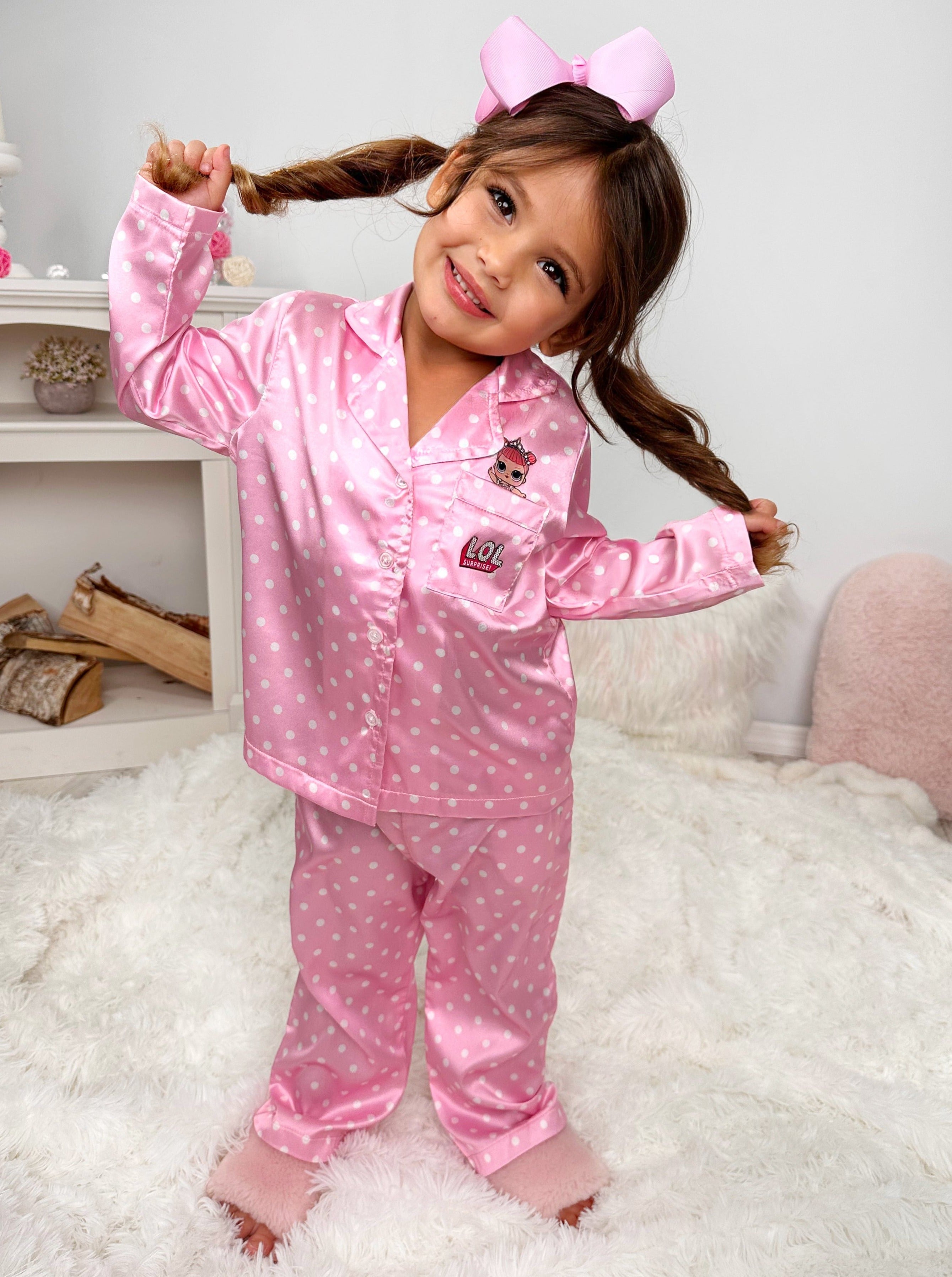 Mia Belle Girls L.O.L. SURPRISE! Center Stage Silky Polka Dot Pajama Set SpadezStore