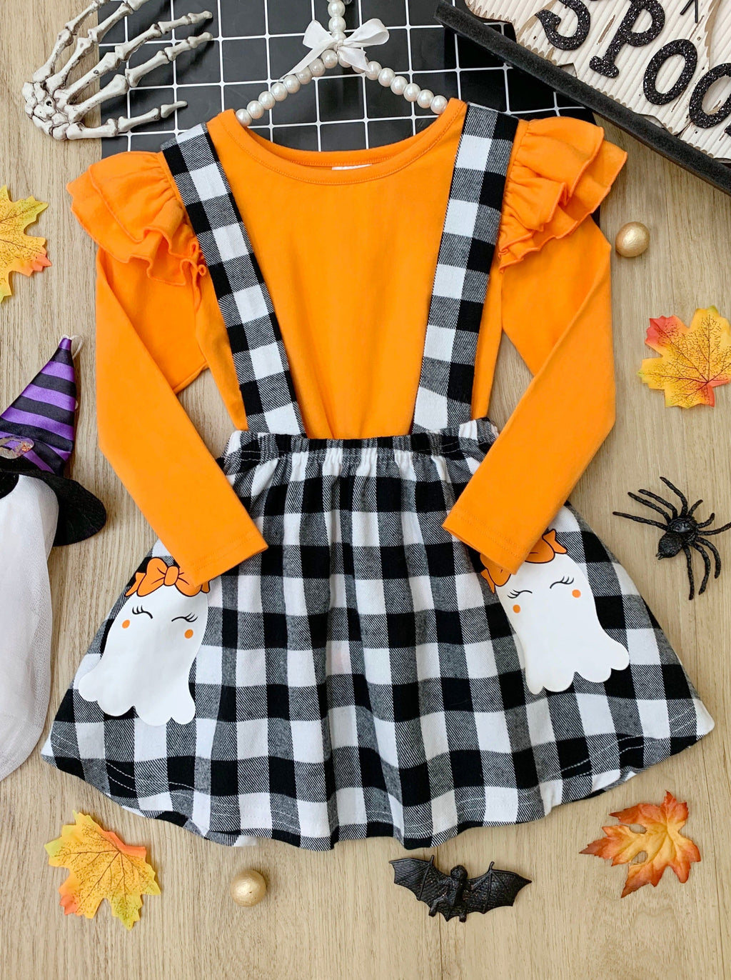 Mia Belle Girls Ghostest With The Mostest Overall Skirt Set SpadezStore