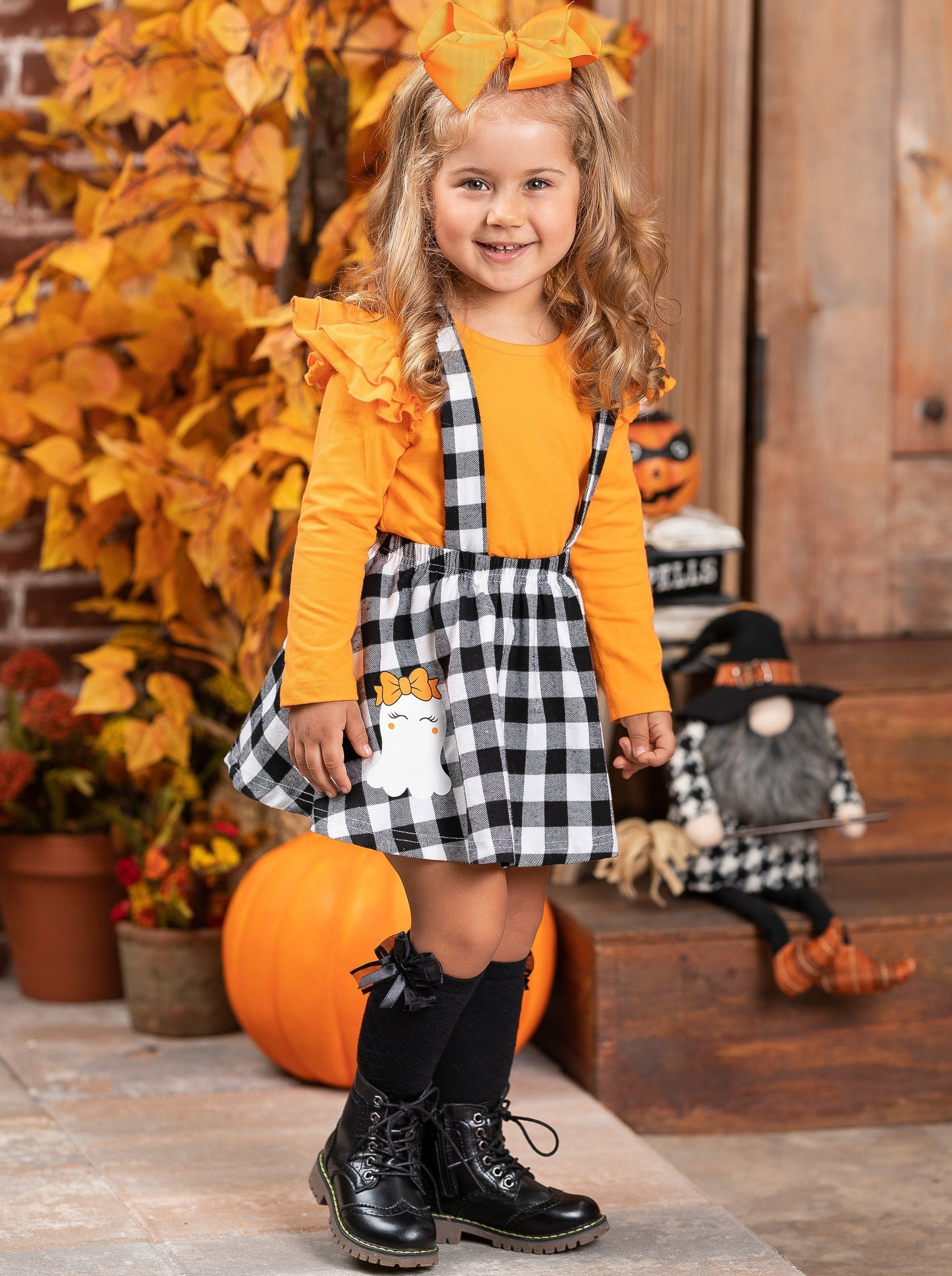 Mia Belle Girls Ghostest With The Mostest Overall Skirt Set SpadezStore