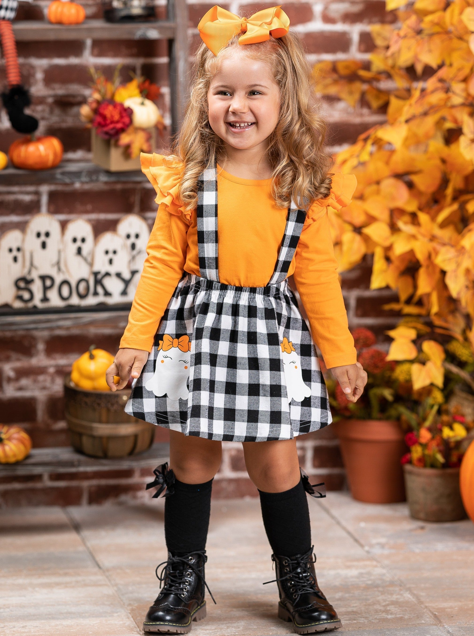 Mia Belle Girls Ghostest With The Mostest Overall Skirt Set SpadezStore