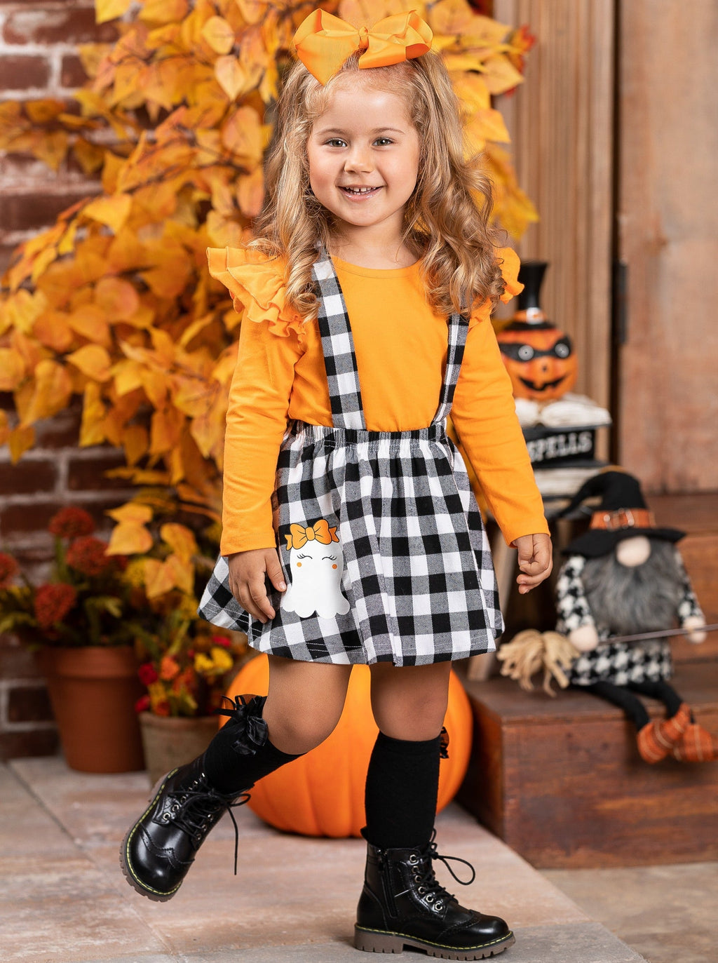 Mia Belle Girls Ghostest With The Mostest Overall Skirt Set SpadezStore