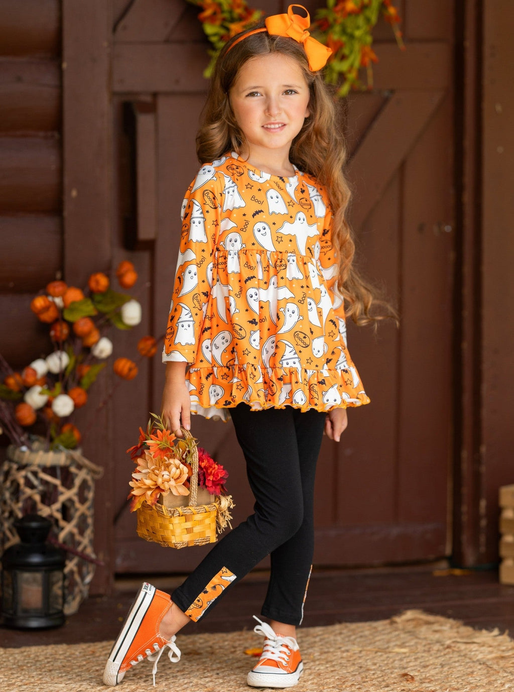 Mia Belle Girls Fun-tastic Flying Ghosts Halloween Legging Set SpadezStore