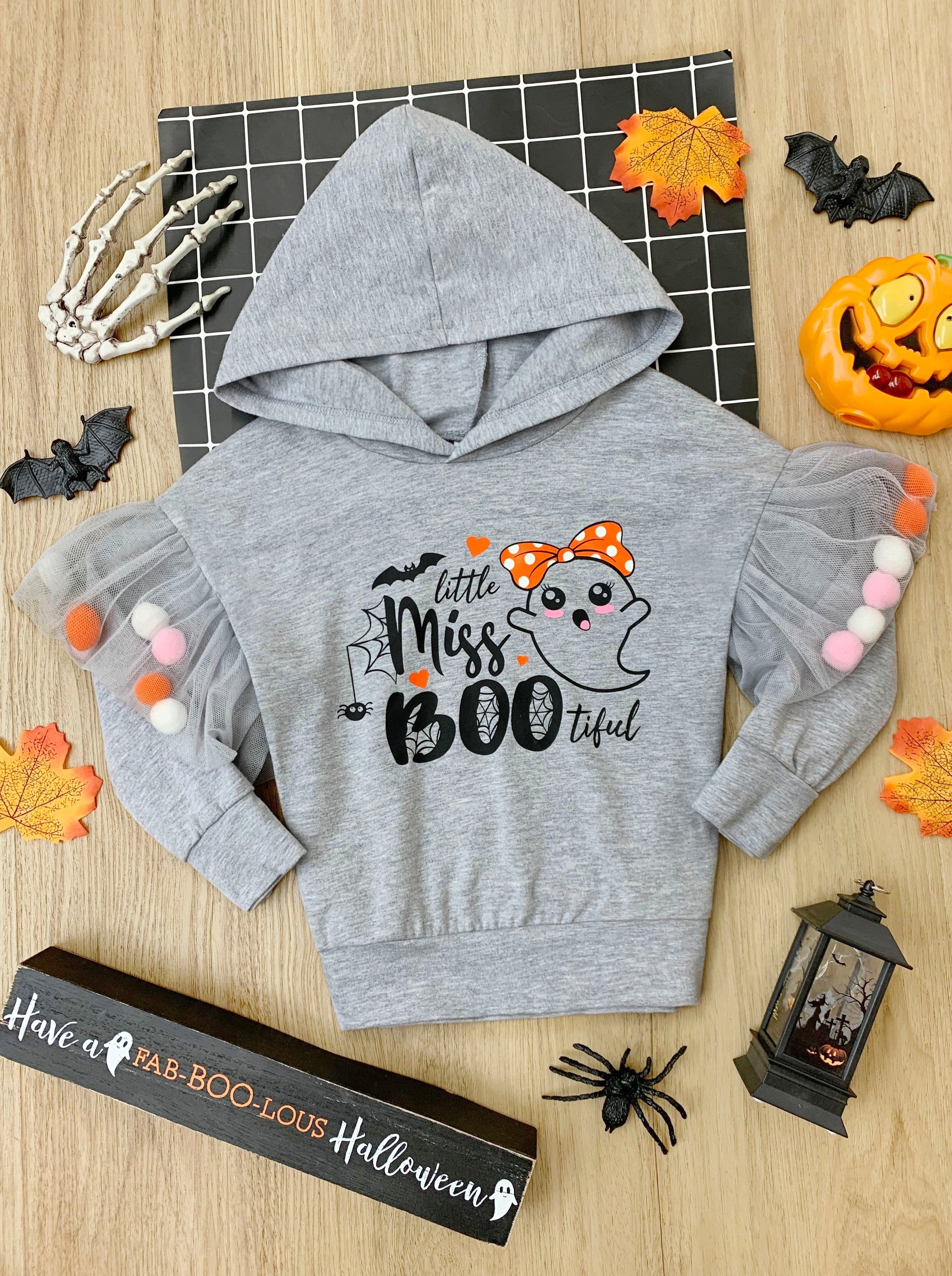 Mia Belle Girls Little Miss Boo-tiful Long Sleeve Hooded Top SpadezStore