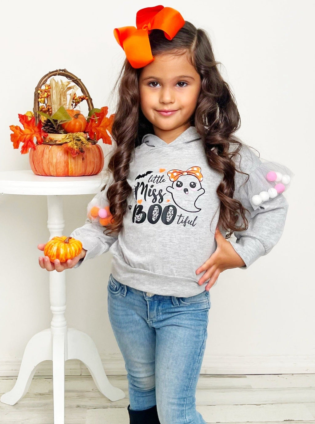 Mia Belle Girls Little Miss Boo-tiful Long Sleeve Hooded Top SpadezStore