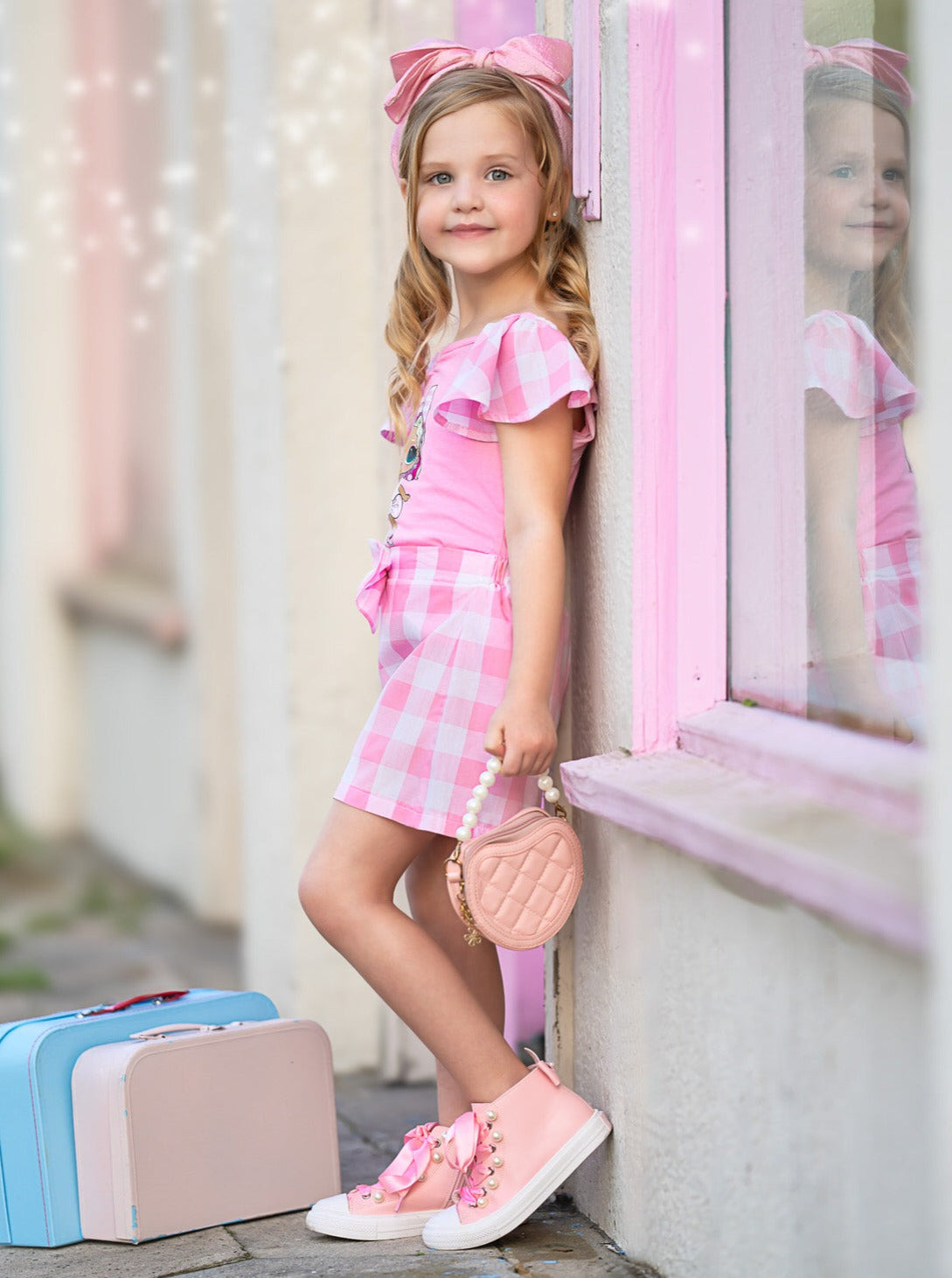 Mia Belle Girls L.O.L. SURPRISE! Cheery Cherry Pink Gingham Short Set SpadezStore