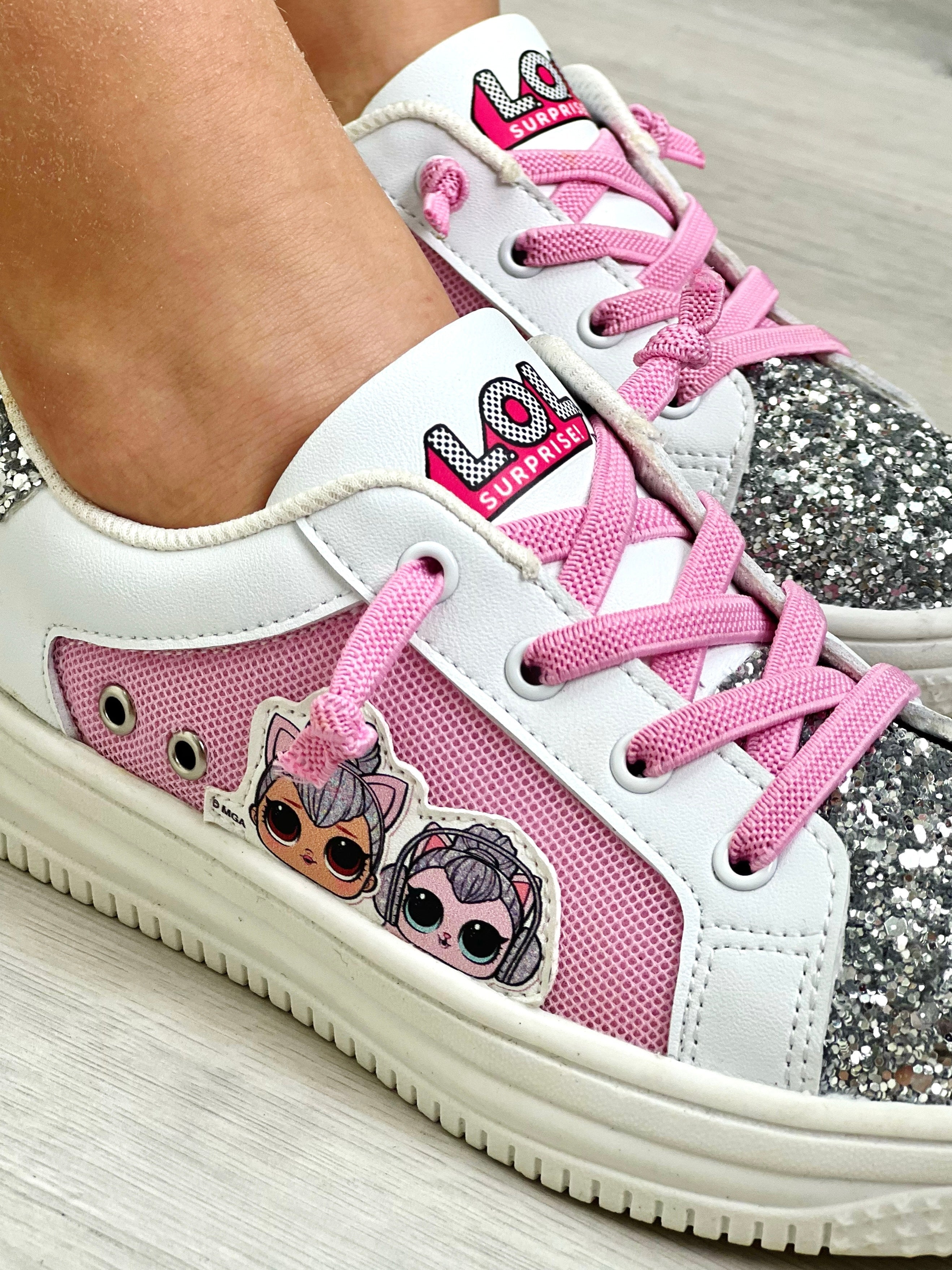Mia Belle Girls L.O.L. SURPRISE! Kitty Queen and Pet Glitter Sneakers SpadezStore