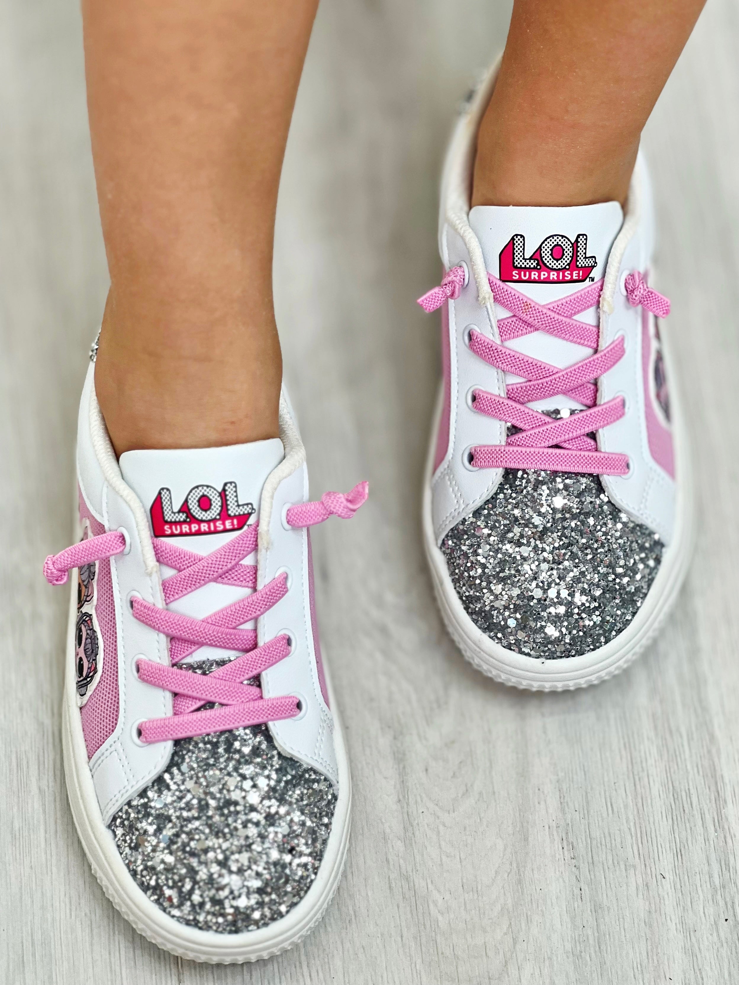 Mia Belle Girls L.O.L. SURPRISE! Kitty Queen and Pet Glitter Sneakers SpadezStore
