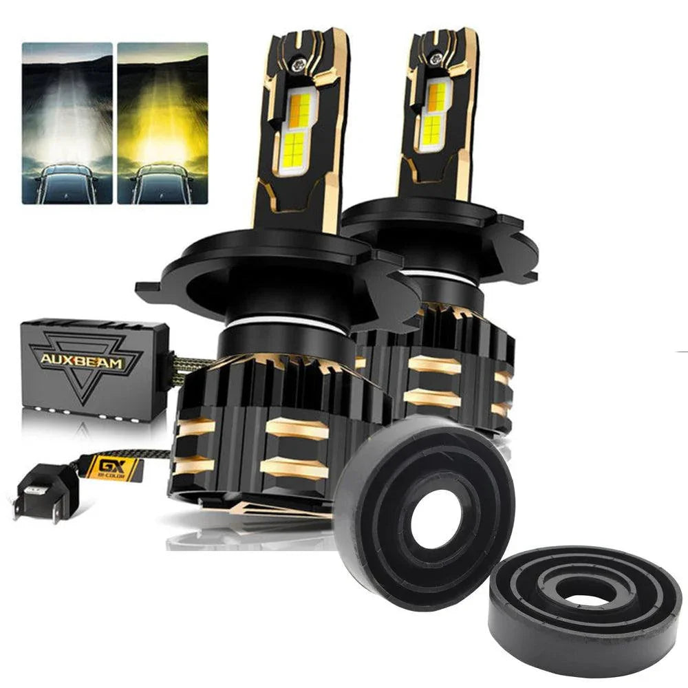 Auxbeam H4 LED Headlight Bulbs 110W 25000LM GX Bi-Color Series High Power & Brightness Dual Color Switchback | 2 Bulbs