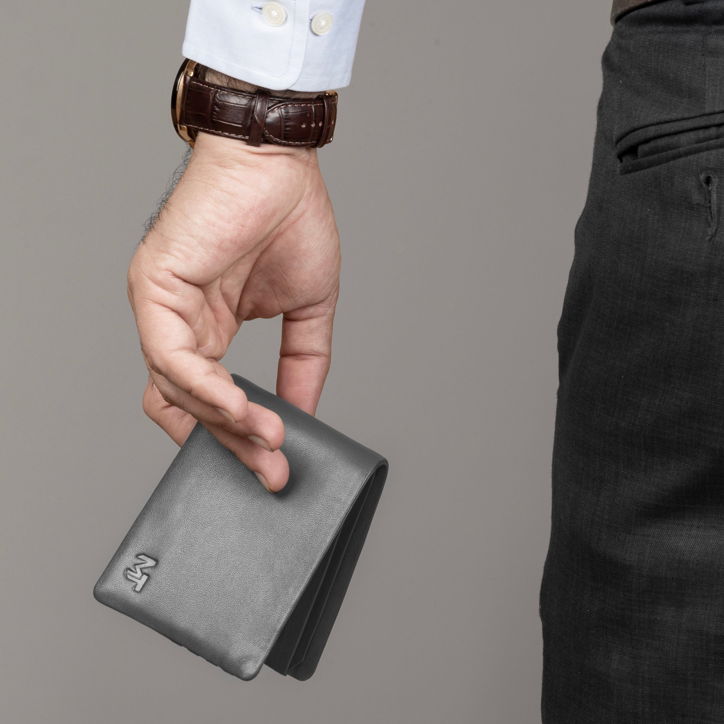 Classy Leather Bags Gray Kodiak Bifold Wallet