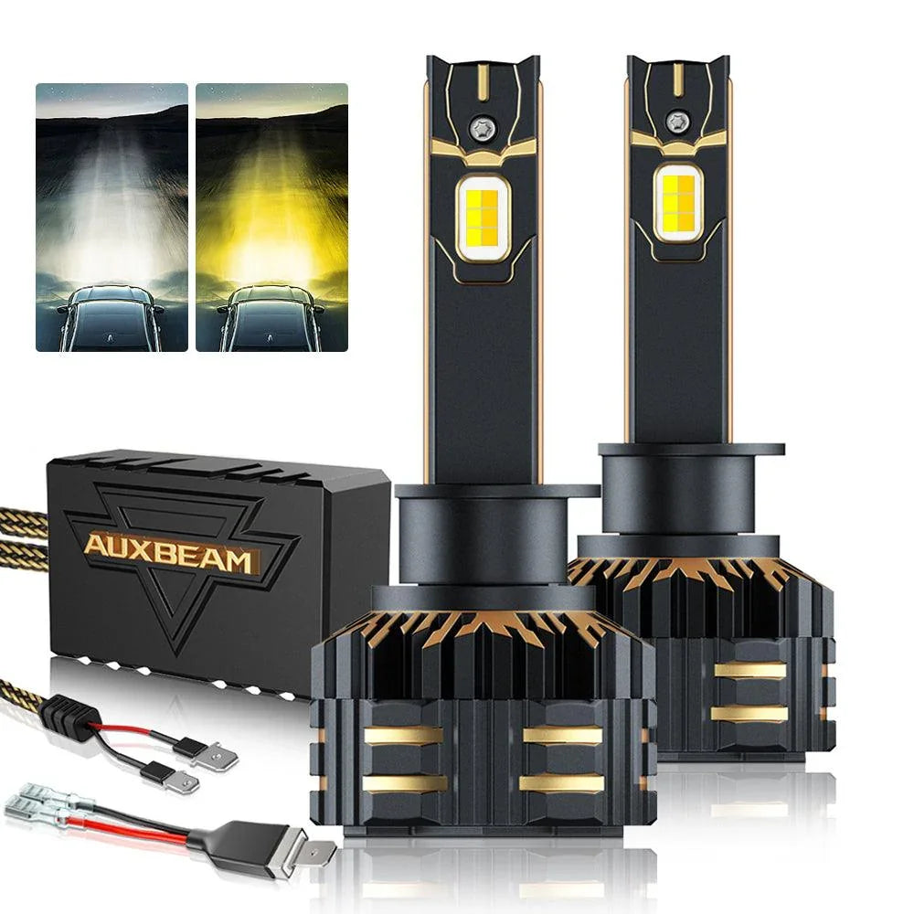 Auxbeam High Power & Brightness GX Bi-Color Series 25000LM 110W LED Headlight Bulbs Dual Color Switchback SpadezStore