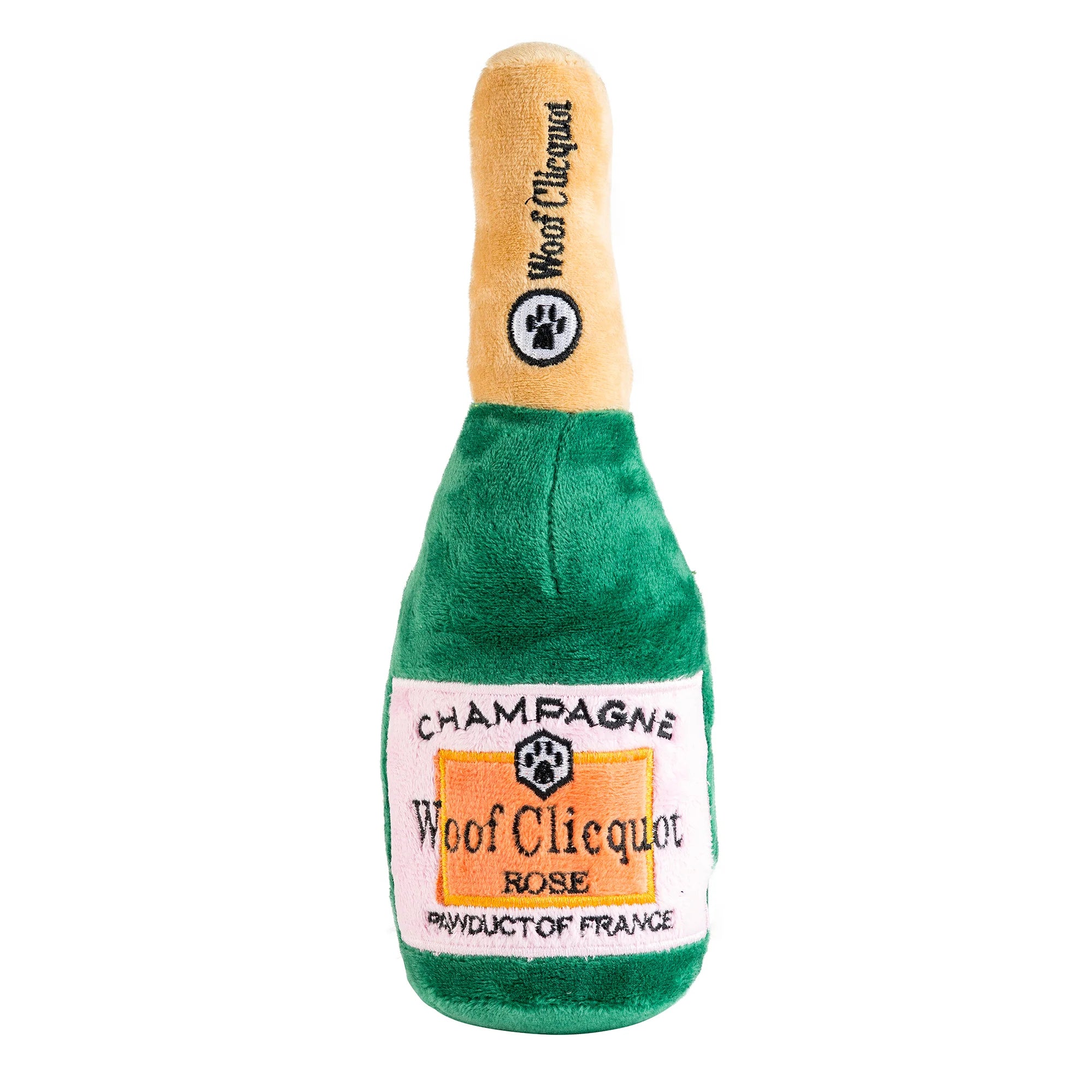 Haute Diggity Dog Woof Clicquot Rose' Champagne Bottle Plush Toy SpadezStore