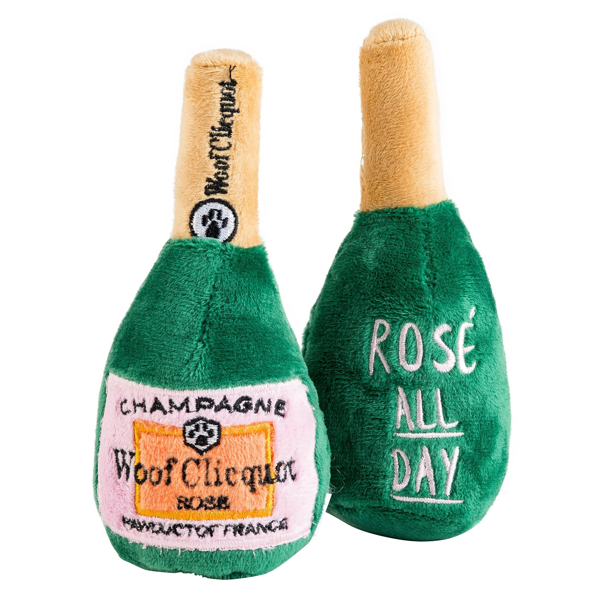 Haute Diggity Dog Woof Clicquot Rose' Champagne Bottle Plush Toy SpadezStore