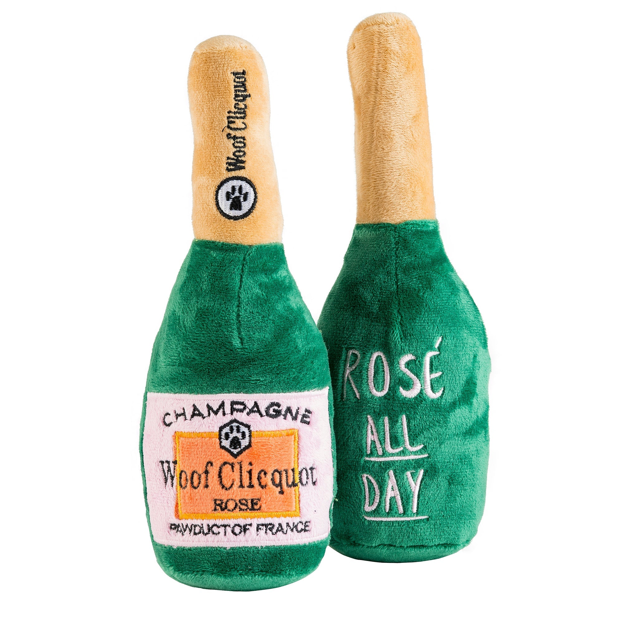 Haute Diggity Dog Woof Clicquot Rose' Champagne Bottle Plush Toy SpadezStore