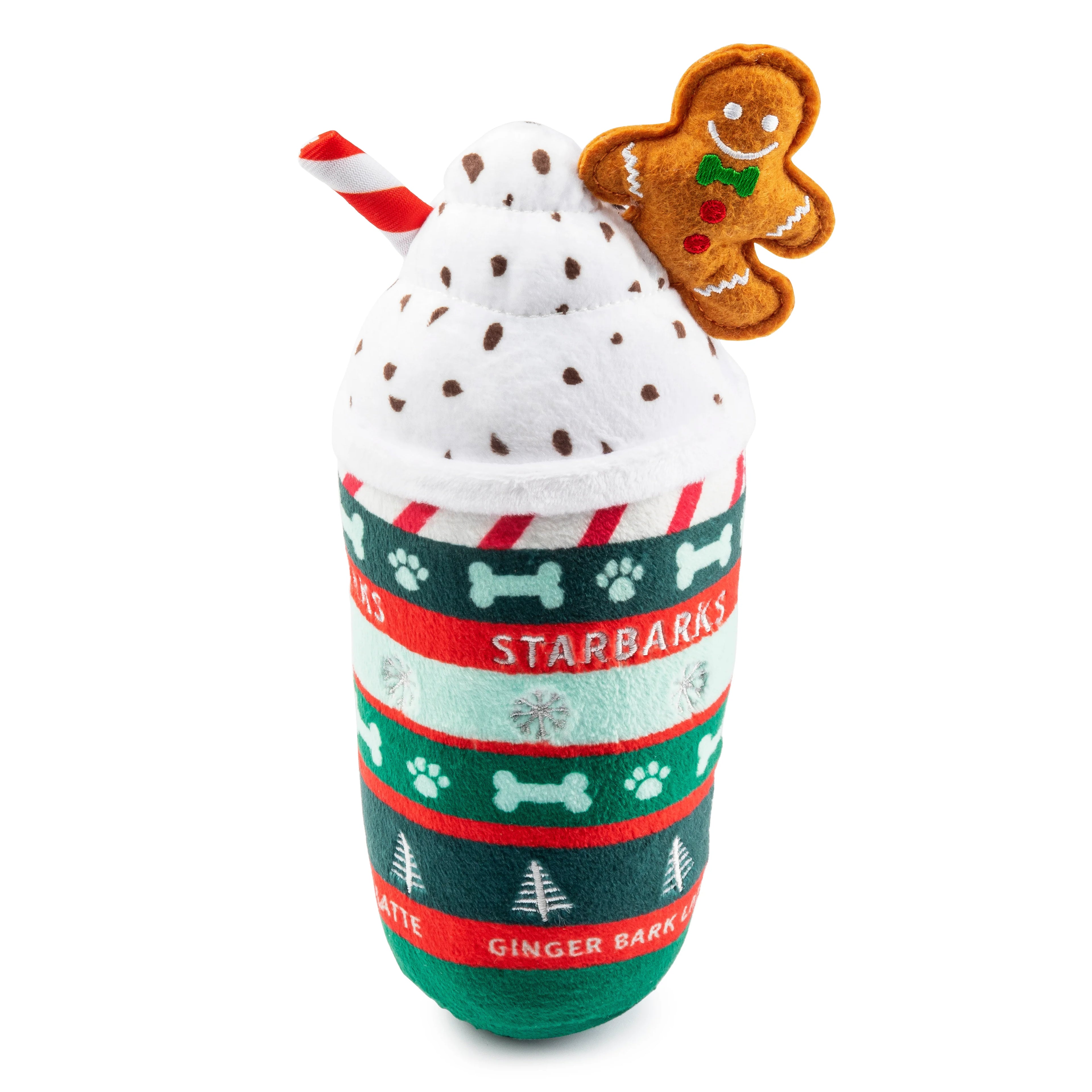 Haute Diggity Dog Starbarks Ginger Bark Latte Christmas Dog Toy SpadezStore
