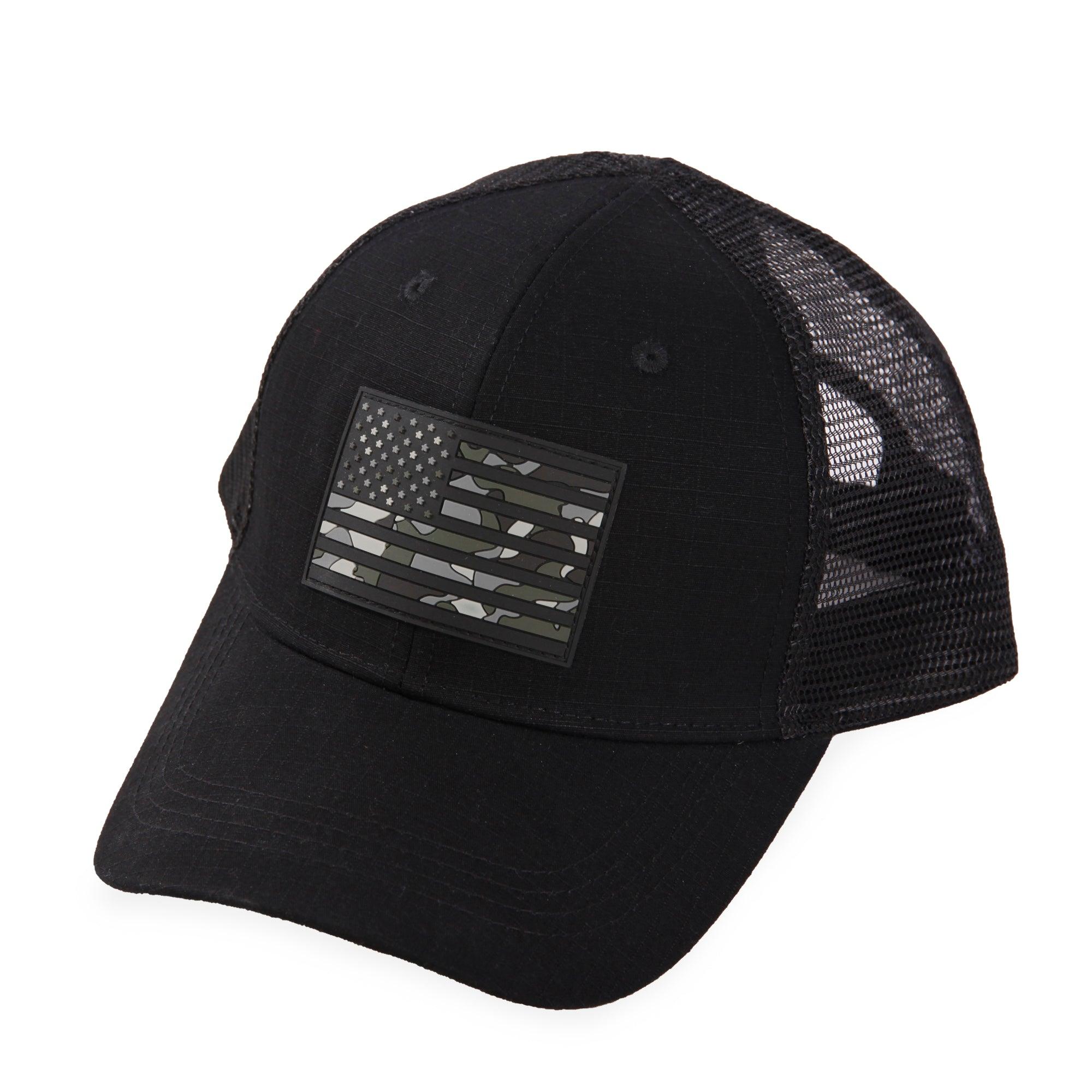 Highland Tactical American Flag-Camo PVC Trucker Mesh Hat