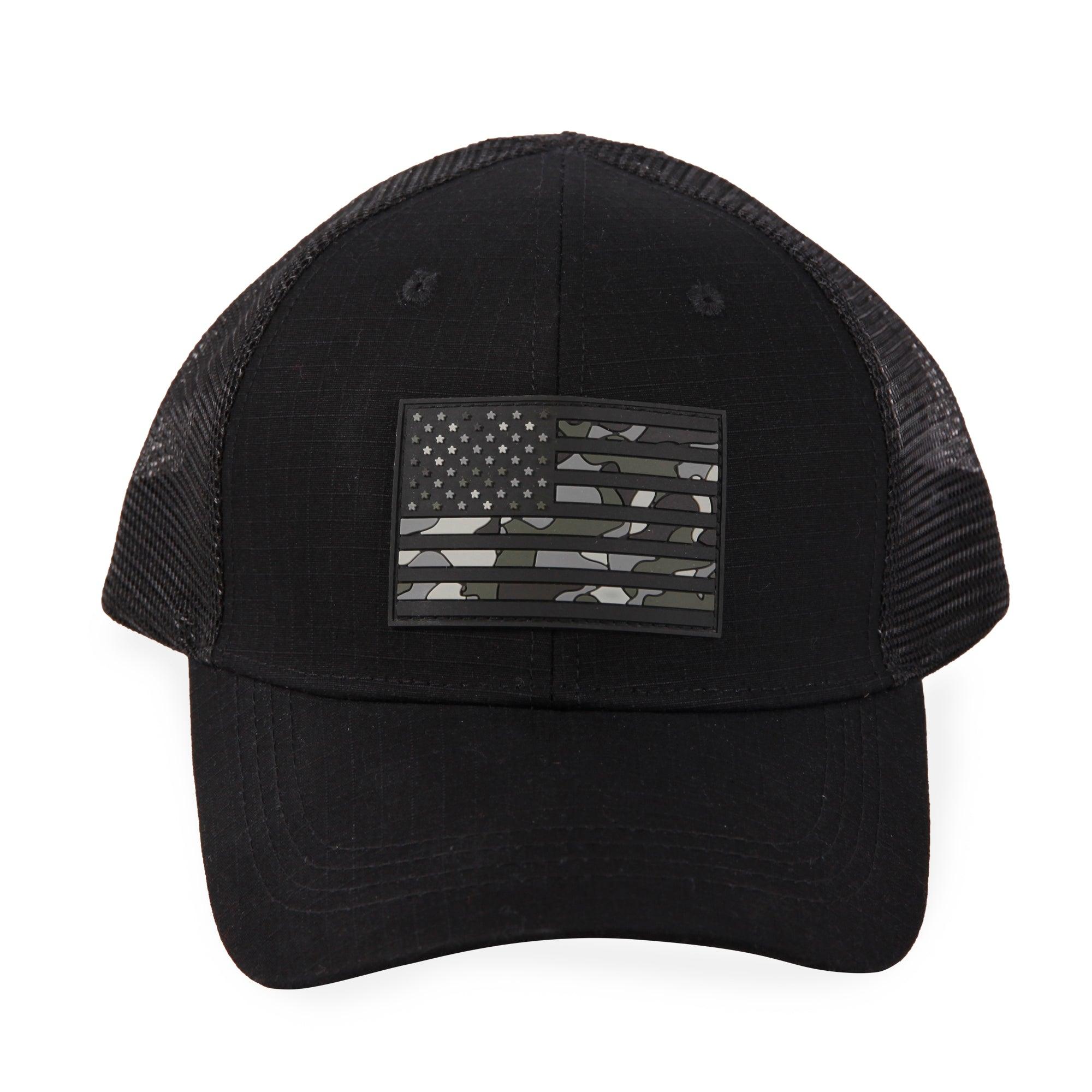 Highland Tactical American Flag-Camo PVC Trucker Mesh Hat