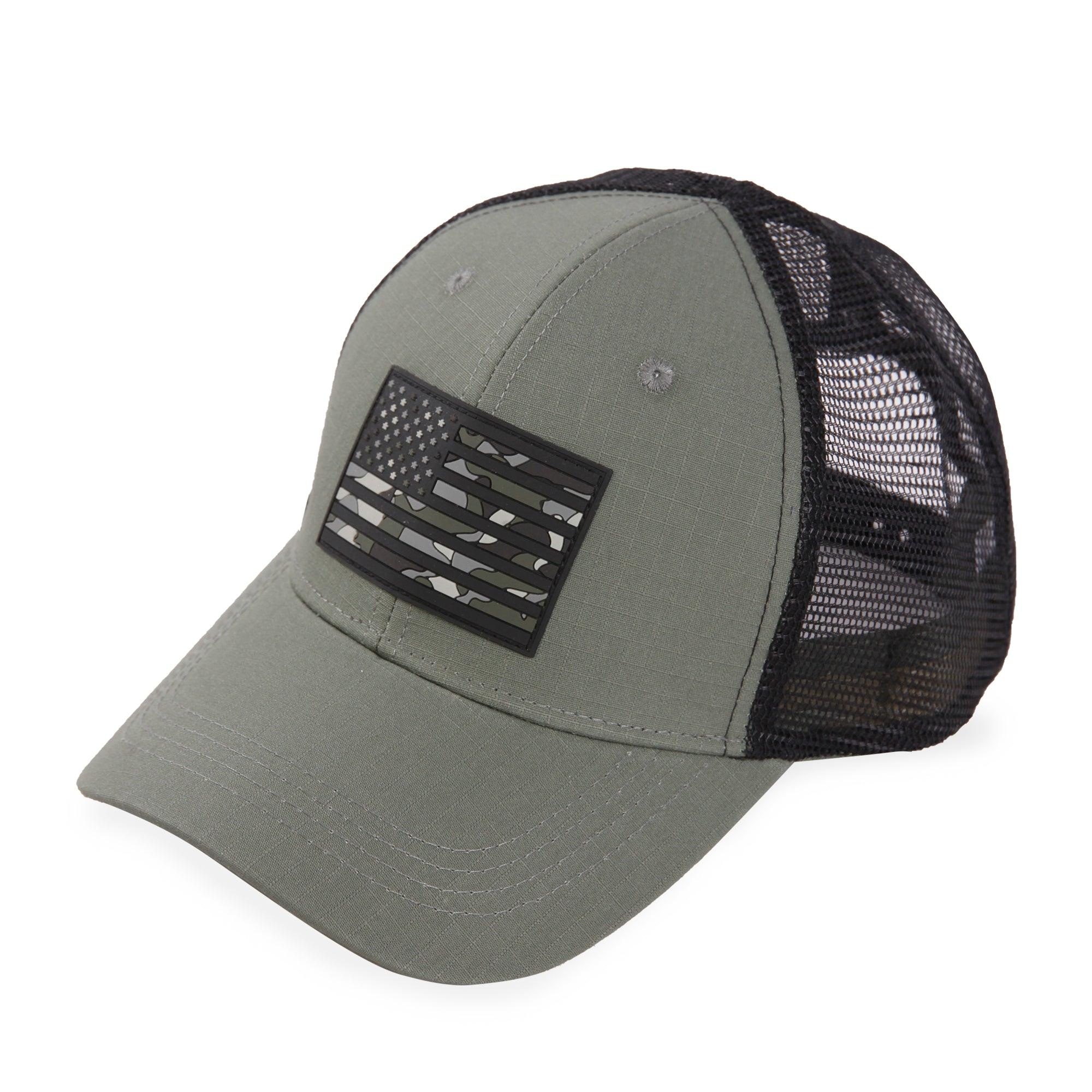 Highland Tactical American Flag-Camo PVC Trucker Mesh Hat