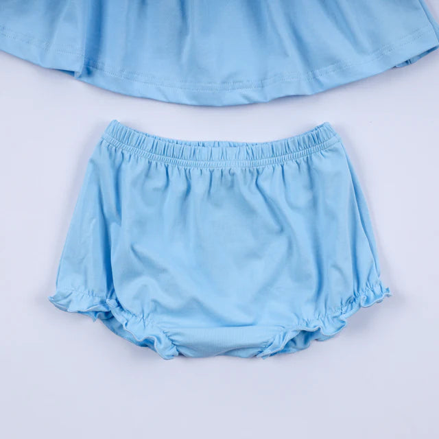 Honey Smocked Blue Nativity Hand Smocked Bloomer Set HS0032 SpadezStore