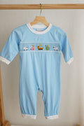 Honey Smocked Blue Nativity Hand Smocked Romper HS0035 SpadezStore