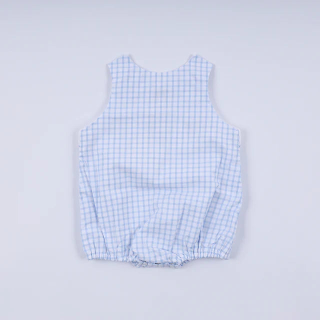 Honey Smocked Blue Character Hand Smocked Gingham Bubble Romper HS0039 SpadezStore